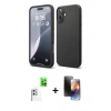 MARSİLYAN™- iPhone 16 Kılıf Ahenk Serisi - Siyah 3D Antistatik Mat Seramik Nano Ekran Koruyucu + Raze Metal Kamera Lens - BZ