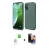 MARSİLYAN™- iPhone 16 Kılıf Ahenk Serisi - Siyah 3D Antistatik Mat Seramik Nano Ekran Koruyucu + Raze Metal Kamera Lens - BZ