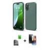 MARSİLYAN™- iPhone 16 Kılıf Ahenk Serisi - Siyah 3D Antistatik Mat Seramik Nano Ekran Koruyucu + Siyah Raze Metal Kamera Lens