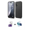 MARSİLYAN™- iPhone 16 Kılıf Ahenk Serisi - Siyah 3D Antistatik Seramik Nano Ekran Koruyucu + Bilvis Titan Kamera Lens - GS