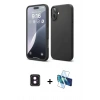 MARSİLYAN™- iPhone 16 Kılıf Ahenk Serisi - Siyah 3D Antistatik Seramik Nano Ekran Koruyucu + PVD Metal Kamera Lens - PE