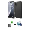 MARSİLYAN™- iPhone 16 Kılıf Ahenk Serisi - Siyah 3D Antistatik Seramik Nano Ekran Koruyucu + Raze Metal Kamera Lens - SH