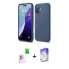 MARSİLYAN™- iPhone 16 Kılıf Ahenk Serisi - Siyah Bilvis 5in1 3D Magic Cam Ekran Koruyucu + Pembe Raze Metal Kamera Lens