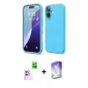 MARSİLYAN™- iPhone 16 Kılıf Ahenk Serisi - Siyah Bilvis 5in1 3D Magic Cam Ekran Koruyucu + Pembe Raze Metal Kamera Lens