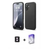 MARSİLYAN™- iPhone 16 Kılıf Ahenk Serisi - Siyah Bilvis 5in1 3D Magic Cam Ekran Koruyucu + PVD Metal Kamera Lens - PE