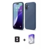MARSİLYAN™- iPhone 16 Kılıf Ahenk Serisi - Siyah Bilvis 5in1 3D Magic Cam Ekran Koruyucu + PVD Metal Kamera Lens - PE