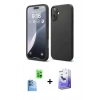MARSİLYAN™- iPhone 16 Kılıf Ahenk Serisi - Siyah Bilvis 5in1 5D Magic Hayalet Cam Ekran Koruyucu + Raze Metal Kamera Lens - LT