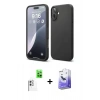 MARSİLYAN™- iPhone 16 Kılıf Ahenk Serisi - Siyah Bilvis 5in1 5D Magic Hayalet Cam Ekran Koruyucu + Raze Metal Kamera Lens - BZ