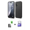 MARSİLYAN™- iPhone 16 Kılıf Ahenk Serisi - Siyah Bilvis 5in1 5D Magic Hayalet Cam Ekran Koruyucu + Raze Metal Kamera Lens - SH