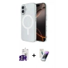 MARSİLYAN™- iPhone 16 Kılıf Ahenk Yansıma Prime - Şeffaf Pasifik Cam Ekran Koruyucu + Bilvis Titan Kamera Lens - SH