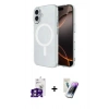 MARSİLYAN™- iPhone 16 Kılıf Ahenk Yansıma Prime - Şeffaf Pasifik Cam Ekran Koruyucu + Bilvis Titan Kamera Lens - PE