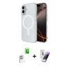 MARSİLYAN™- iPhone 16 Kılıf Ahenk Yansıma Prime - Şeffaf Pasifik Cam Ekran Koruyucu + Raze Metal Kamera Lens - BZ