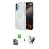 MARSİLYAN™- iPhone 16 Kılıf Ahenk Yansıma Prime - Şeffaf Pasifik Cam Ekran Koruyucu + Raze Metal Kamera Lens - SH