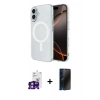MARSİLYAN™- iPhone 16 Kılıf Ahenk Yansıma Prime - Siyah 3D Antistatik Hayalet Cam Ekran Koruyucu + Bilvis Titan Kamera Lens - PE