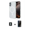 MARSİLYAN™- iPhone 16 Kılıf Ahenk Yansıma Prime - Siyah 3D Antistatik Hayalet Cam Ekran Koruyucu + PVD Metal Kamera Lens - YL