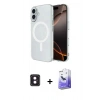 MARSİLYAN™- iPhone 16 Kılıf Ahenk Yansıma Prime - Siyah Bilvis 5in1 5D Magic Hayalet Cam Ekran Koruyucu + PVD Metal Kamera Lens - PE