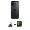 MARSİLYAN™- iPhone 16 Kılıf Akış Çizgi Koleksiyonu - Şeffaf 360 Full Body Arka Koruyucu + Bilvis Titan Kamera Lens - GS