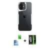MARSİLYAN™- iPhone 16 Kılıf Akış Çizgi Koleksiyonu - Şeffaf 360 Full Body Arka Koruyucu + Raze Metal Kamera Lens - LT