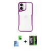 MARSİLYAN™- iPhone 16 Kılıf Akış Çizgi Koleksiyonu - Şeffaf 360 Full Body Arka Koruyucu + Raze Metal Kamera Lens - LT