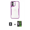 MARSİLYAN™- iPhone 16 Kılıf Akış Çizgi Koleksiyonu - Şeffaf 360 Full Body Arka Koruyucu + PVD Metal Kamera Lens - MI