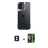 MARSİLYAN™- iPhone 16 Kılıf Akış Çizgi Koleksiyonu - Şeffaf 360 Full Body Arka Koruyucu + PVD Metal Kamera Lens - MI