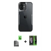 MARSİLYAN™- iPhone 16 Kılıf Akış Çizgi Koleksiyonu - Şeffaf 360 Full Body Arka Koruyucu + Raze Metal Kamera Lens - SH