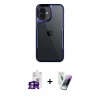 MARSİLYAN™- iPhone 16 Kılıf Akış Çizgi Koleksiyonu - Şeffaf Pasifik Cam Ekran Koruyucu + Bilvis Titan Kamera Lens - GS
