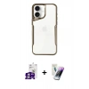 MARSİLYAN™- iPhone 16 Kılıf Akış Çizgi Koleksiyonu - Şeffaf Pasifik Cam Ekran Koruyucu + Bilvis Titan Kamera Lens - GS