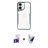MARSİLYAN™- iPhone 16 Kılıf Akış Çizgi Koleksiyonu - Şeffaf Pasifik Cam Ekran Koruyucu + Bilvis Titan Kamera Lens - GS