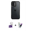 MARSİLYAN™- iPhone 16 Kılıf Akış Çizgi Koleksiyonu - Şeffaf Pasifik Cam Ekran Koruyucu + Bilvis Titan Kamera Lens - GS