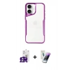 MARSİLYAN™- iPhone 16 Kılıf Akış Çizgi Koleksiyonu - Şeffaf Pasifik Cam Ekran Koruyucu + Bilvis Titan Kamera Lens - GS
