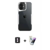 MARSİLYAN™- iPhone 16 Kılıf Akış Çizgi Koleksiyonu - Şeffaf Pasifik Cam Ekran Koruyucu + PVD Metal Kamera Lens - PE