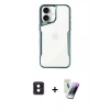MARSİLYAN™- iPhone 16 Kılıf Akış Çizgi Koleksiyonu - Şeffaf Pasifik Cam Ekran Koruyucu + PVD Metal Kamera Lens - PE