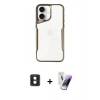 MARSİLYAN™- iPhone 16 Kılıf Akış Çizgi Koleksiyonu - Şeffaf Pasifik Cam Ekran Koruyucu + PVD Metal Kamera Lens - MI