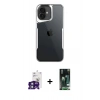 MARSİLYAN™- iPhone 16 Kılıf Akış Çizgi Koleksiyonu - Siyah 360 Mat Full Body Arka Koruyucu + Bilvis Titan Kamera Lens - YL
