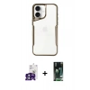 MARSİLYAN™- iPhone 16 Kılıf Akış Çizgi Koleksiyonu - Siyah 360 Mat Full Body Arka Koruyucu + Bilvis Titan Kamera Lens - YL