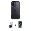 MARSİLYAN™- iPhone 16 Kılıf Akış Çizgi Koleksiyonu - Siyah 360 Mat Full Body Arka Koruyucu + Bilvis Titan Kamera Lens - YL
