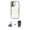 MARSİLYAN™- iPhone 16 Kılıf Akış Çizgi Koleksiyonu - Siyah 360 Mat Full Body Arka Koruyucu + Gümüş Bilvis Titan Kamera Lens