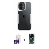 MARSİLYAN™- iPhone 16 Kılıf Akış Çizgi Koleksiyonu - Siyah 360 Mat Full Body Arka Koruyucu + Gümüş Bilvis Titan Kamera Lens