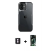 MARSİLYAN™- iPhone 16 Kılıf Akış Çizgi Koleksiyonu - Siyah 360 Mat Full Body Arka Koruyucu + PVD Metal Kamera Lens - PE