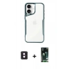 MARSİLYAN™- iPhone 16 Kılıf Akış Çizgi Koleksiyonu - Siyah 360 Mat Full Body Arka Koruyucu + PVD Metal Kamera Lens - PE