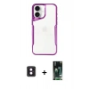 MARSİLYAN™- iPhone 16 Kılıf Akış Çizgi Koleksiyonu - Siyah 360 Mat Full Body Arka Koruyucu + PVD Metal Kamera Lens - PE