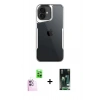 MARSİLYAN™- iPhone 16 Kılıf Akış Çizgi Koleksiyonu - Siyah 360 Mat Full Body Arka Koruyucu + Raze Metal Kamera Lens - PE