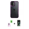 MARSİLYAN™- iPhone 16 Kılıf Akış Çizgi Koleksiyonu - Siyah 360 Mat Full Body Arka Koruyucu + Raze Metal Kamera Lens - PE