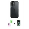 MARSİLYAN™- iPhone 16 Kılıf Akış Çizgi Koleksiyonu - Siyah 360 Mat Full Body Arka Koruyucu + Raze Metal Kamera Lens - PE