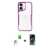 MARSİLYAN™- iPhone 16 Kılıf Akış Çizgi Koleksiyonu - Siyah 360 Mat Full Body Arka Koruyucu + Raze Metal Kamera Lens - BZ