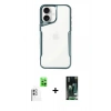 MARSİLYAN™- iPhone 16 Kılıf Akış Çizgi Koleksiyonu - Siyah 360 Mat Full Body Arka Koruyucu + Raze Metal Kamera Lens - BZ