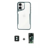 MARSİLYAN™- iPhone 16 Kılıf Akış Çizgi Koleksiyonu - Siyah 360 Mat Full Body Arka Koruyucu + PVD Metal Kamera Lens - YL