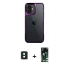 MARSİLYAN™- iPhone 16 Kılıf Akış Çizgi Koleksiyonu - Siyah 360 Mat Full Body Arka Koruyucu + PVD Metal Kamera Lens - YL