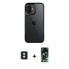 MARSİLYAN™- iPhone 16 Kılıf Akış Çizgi Koleksiyonu - Siyah 360 Mat Full Body Arka Koruyucu + PVD Metal Kamera Lens - YL